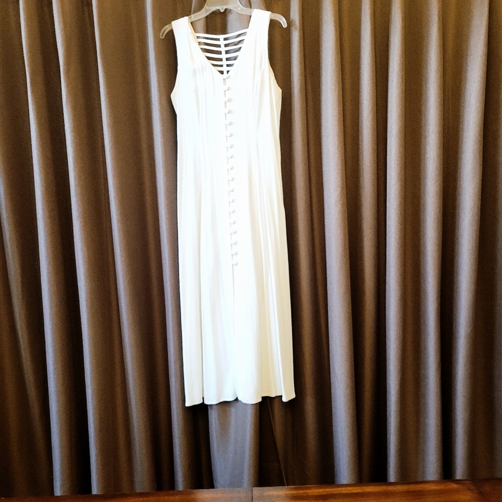 Tea-length white summer dress